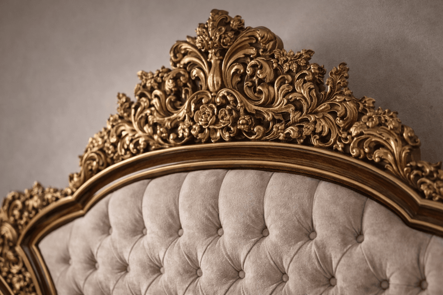  Royal Imperial Gold Carved Bed Set - View 2