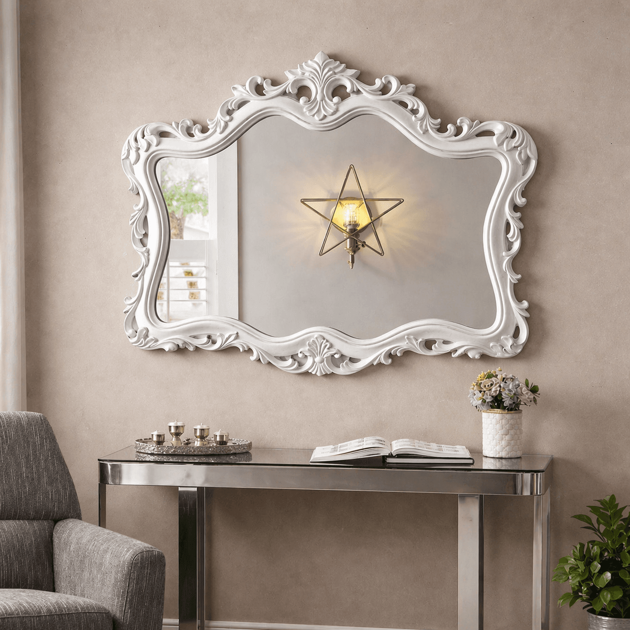 Milano Bianco Royale Wall Mirror - View 3