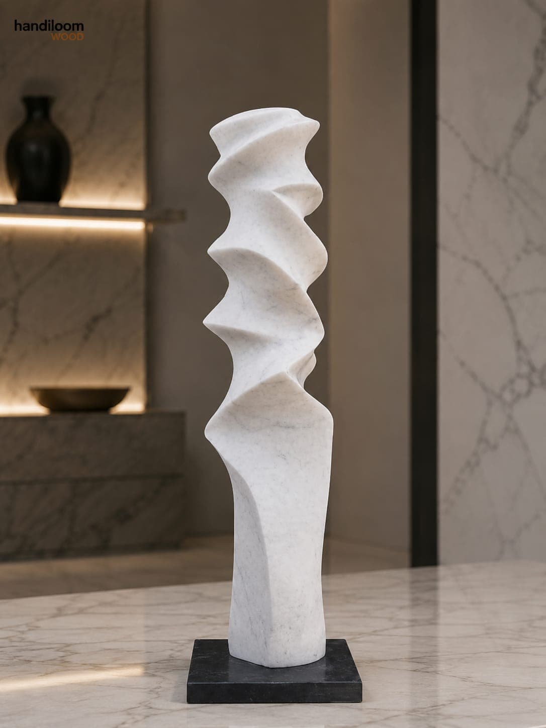 Squiggle and Wiggle White Marble