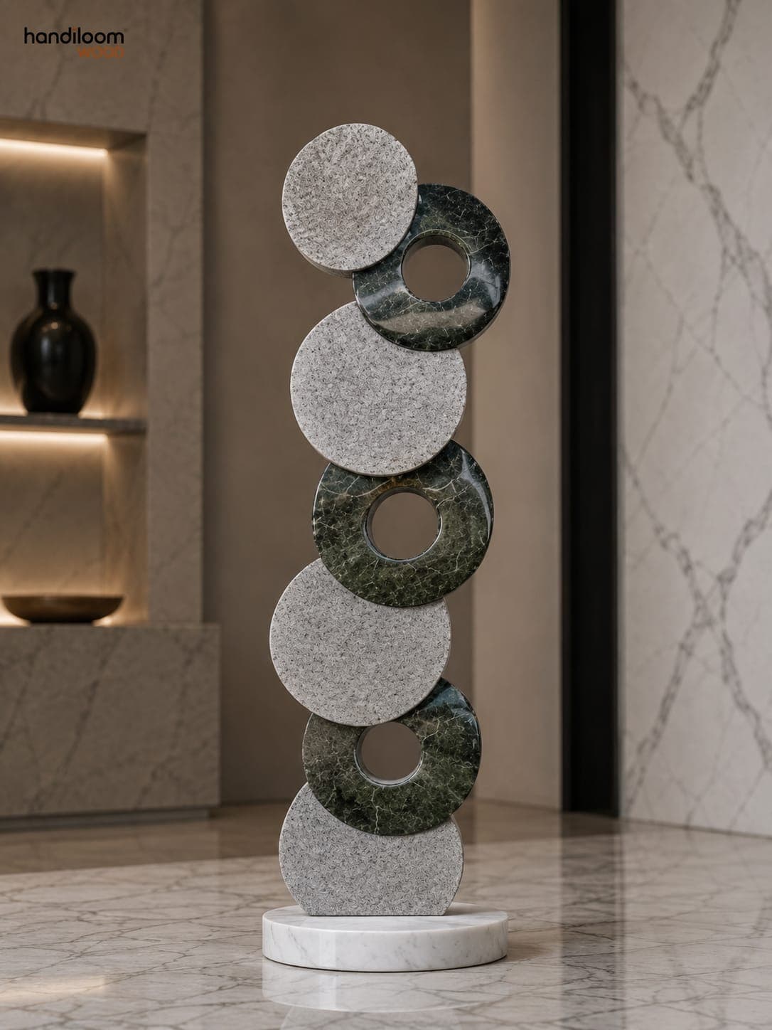 Shifting Perspectives Green Marble Abstract Floor Sculpture