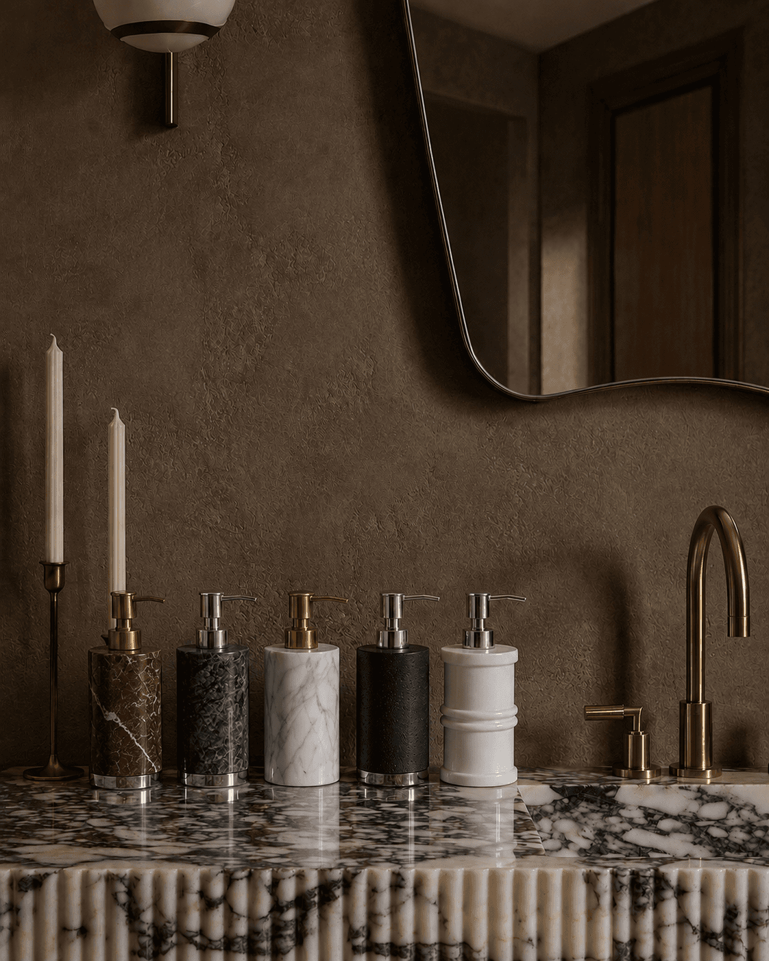 Cylindrical Marble Soap Dispenser