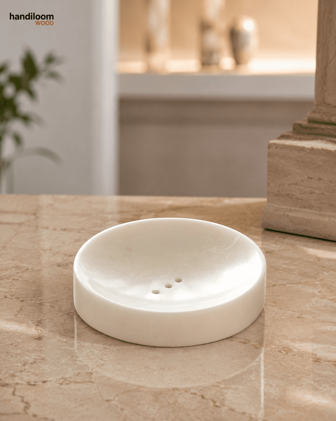 Round Marble Soap Dish