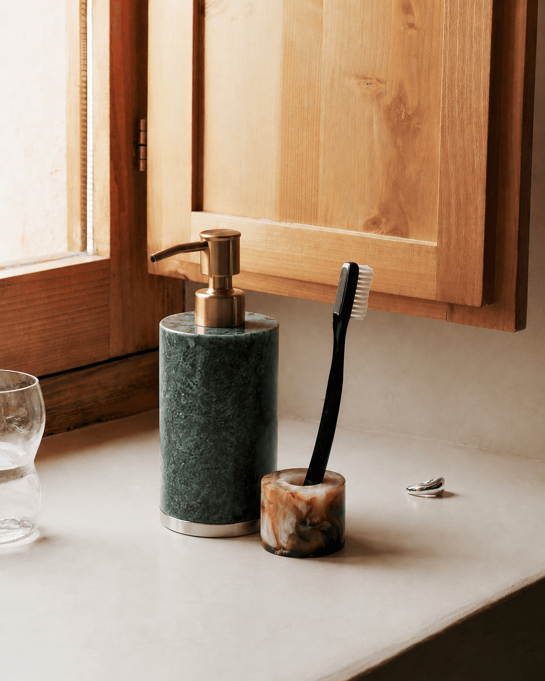 Cylindrical Marble Soap Dispenser - View 2