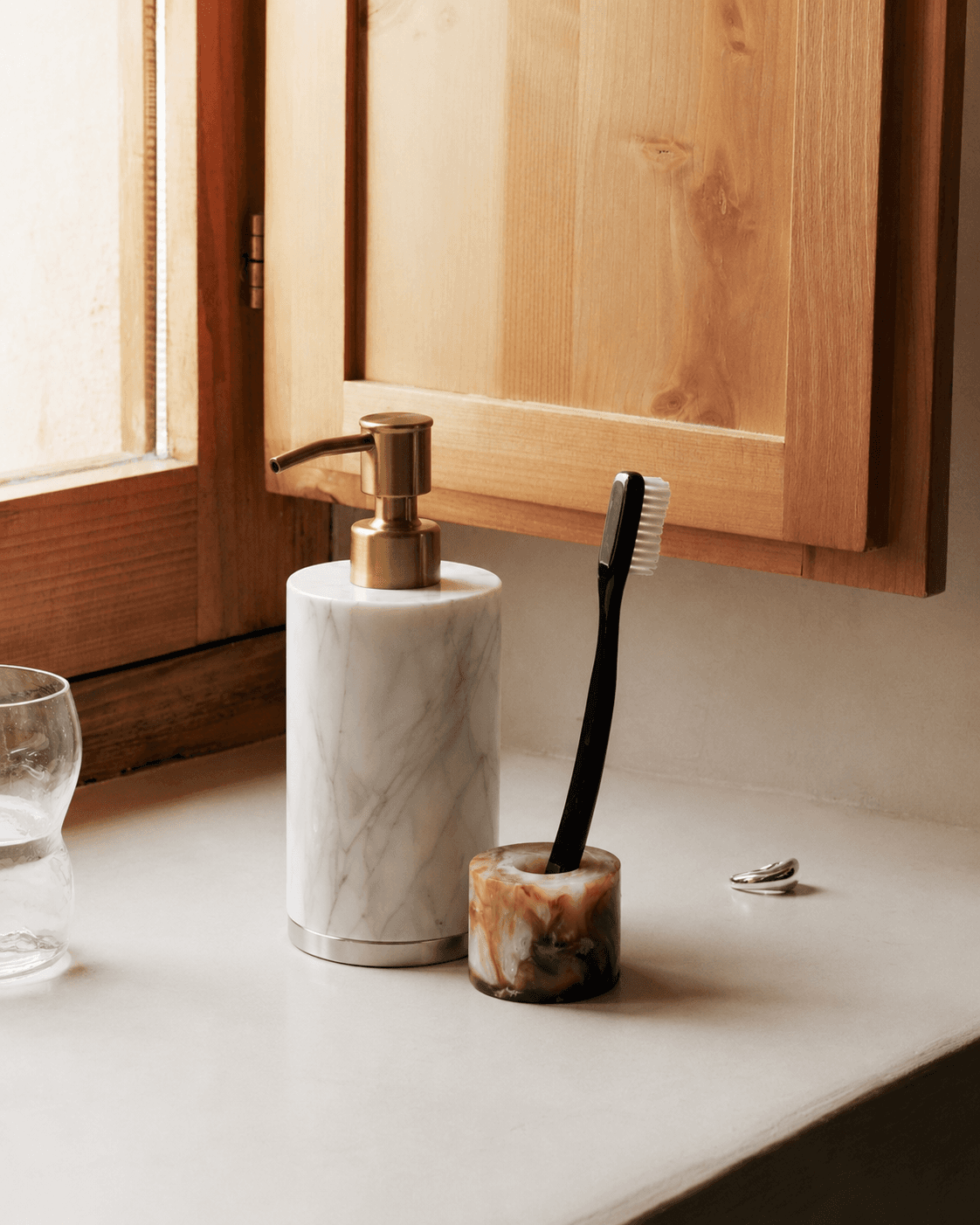 Cylindrical Marble Soap Dispenser - View 4