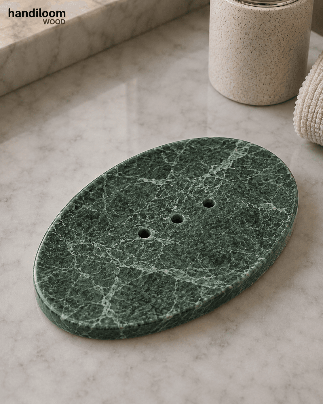 Oval Marble Soap Dish with Drainage Holes - View 2