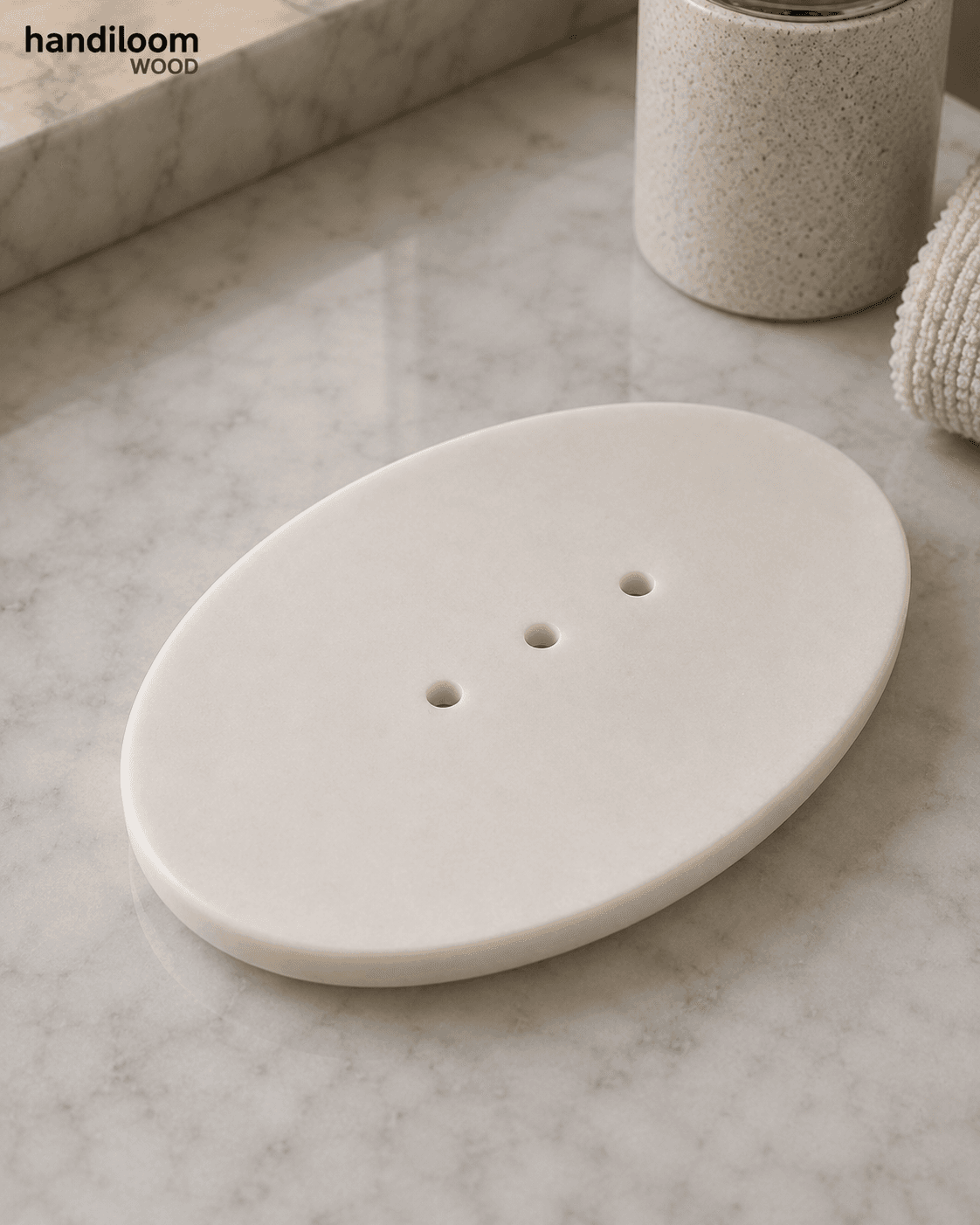 Oval Marble Soap Dish with Drainage Holes