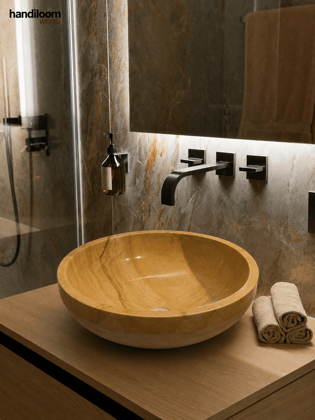 Yellow Jaisalmer Marble Vessel Wash Basin
