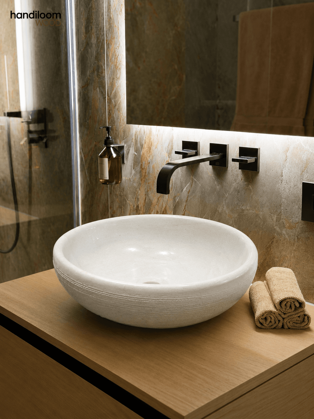 Makrana White Marble Vessel Wash Basin