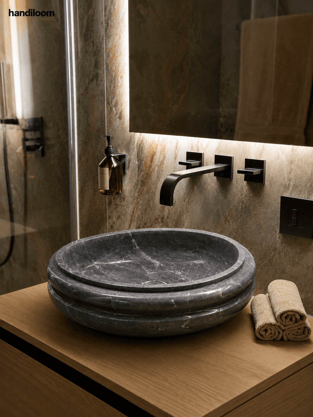 Grey Italian Marble Vessel Wash Basin
