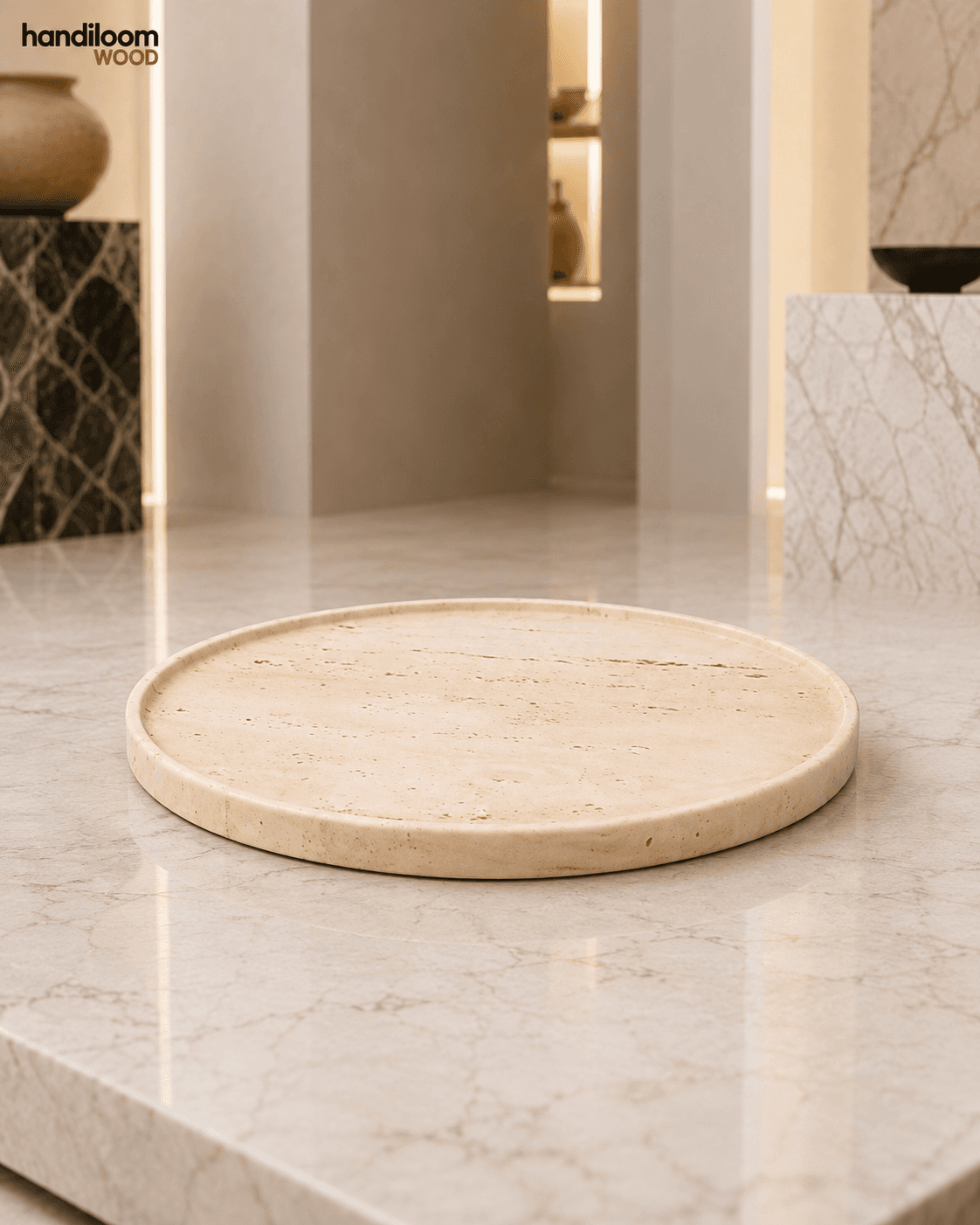 Travertine Marble Round Tray