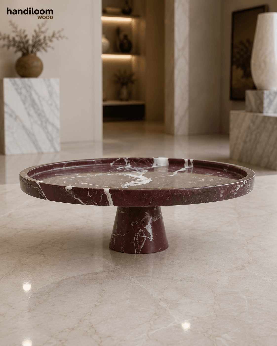 Rosso Levanto Marble Cake Stand